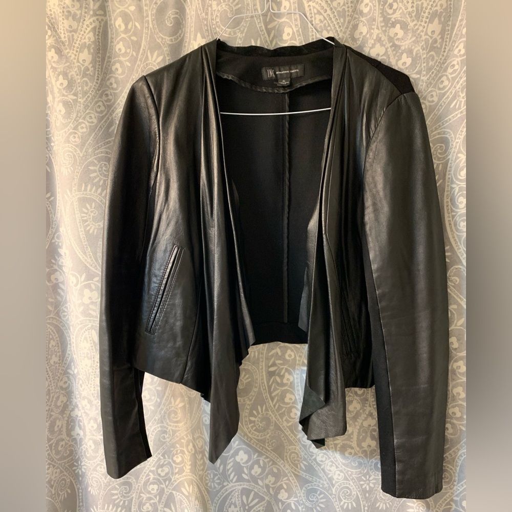 I.N.C. Asymmetrical leather jacket